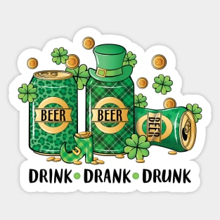 Drink Drank Drunk Funny Saint Patrick's Day Irish Beer Drinking Sticker